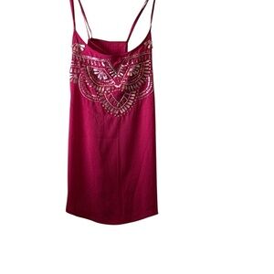 Abercrombie & Fitch Tank Top Sz S Red Double Strap Beaded Embellished Camisole